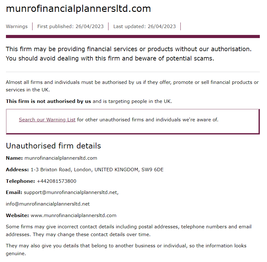 Munro-Financial-Planners-Warning